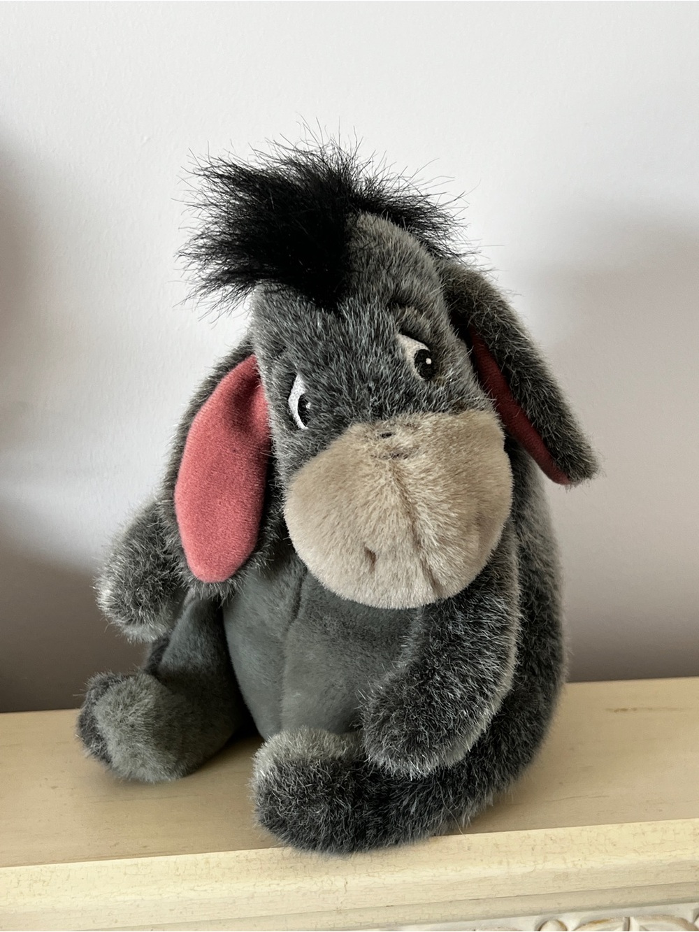Disney Gray Eeyore Plush with Pink Inner Ears